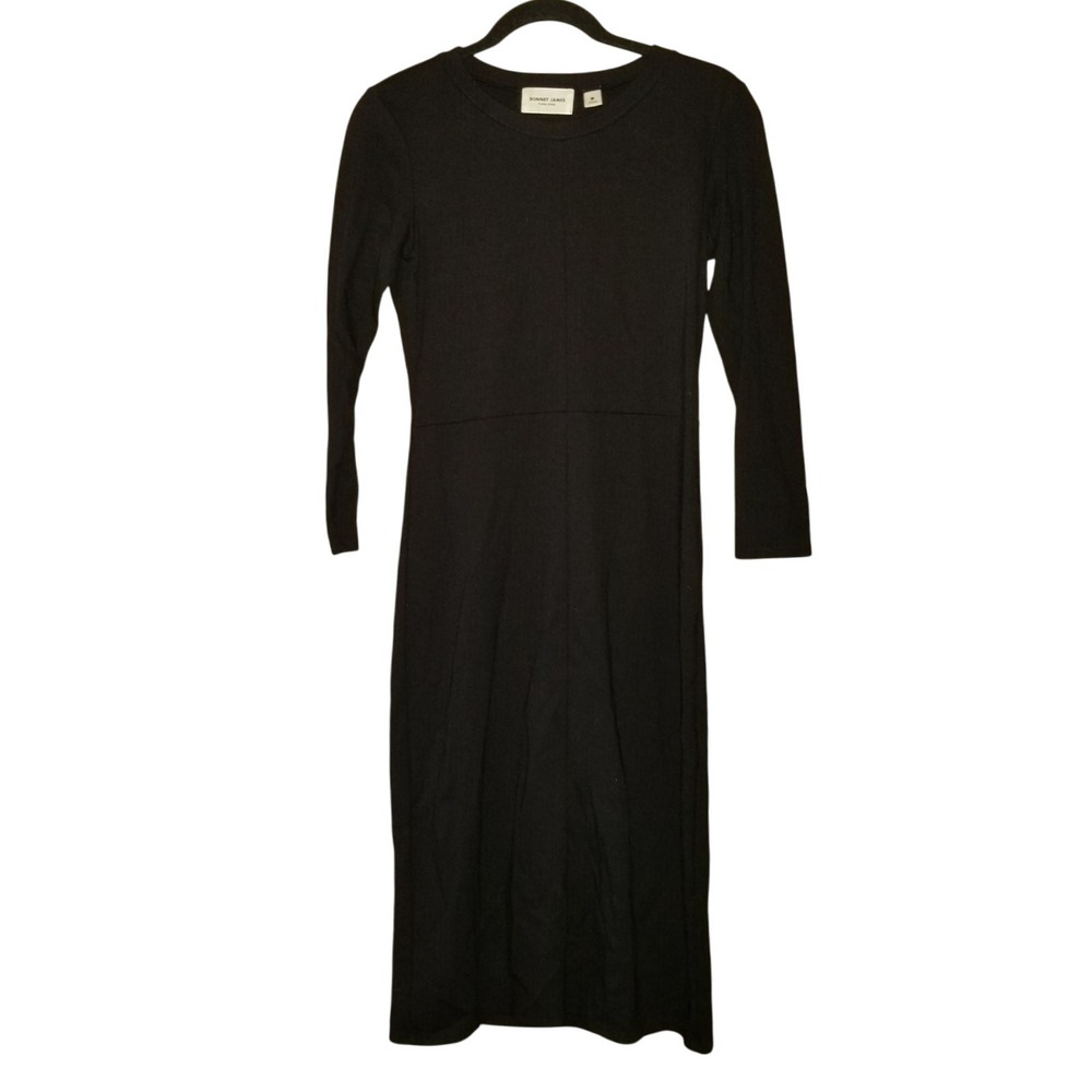 Sonnet James Play Dress XS Black Pullover Scoop Neck Contour Midi Length Comfort